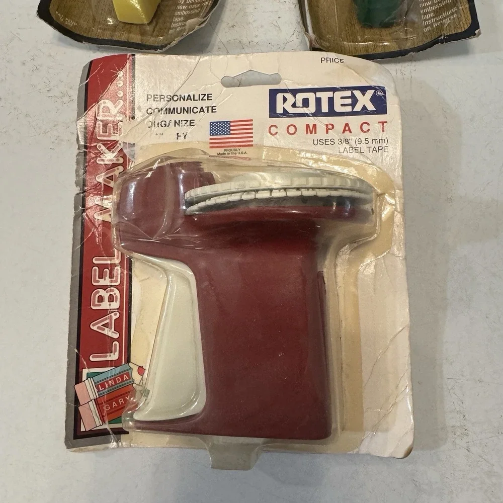 Vintage Rotex Compact‎  Plastic  Label Maker USA - Sealed Old Stock Set of 3